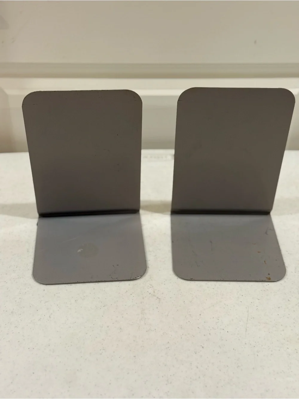 Vintage Arched Steel Gray Metal Bookend Set